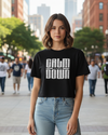 Calm Down Black Cropped Boxy Tee for Women